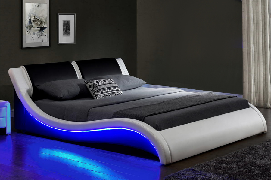 1178-1 LED kárpitozott futurisztikus LED Wave ágykeret
