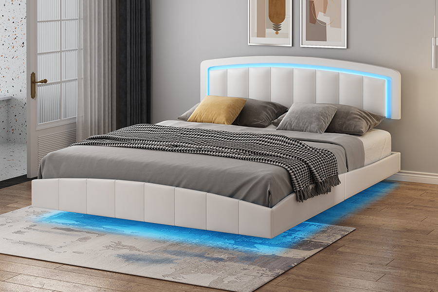 4468-1 LED kárpitozott úszó ágykeret