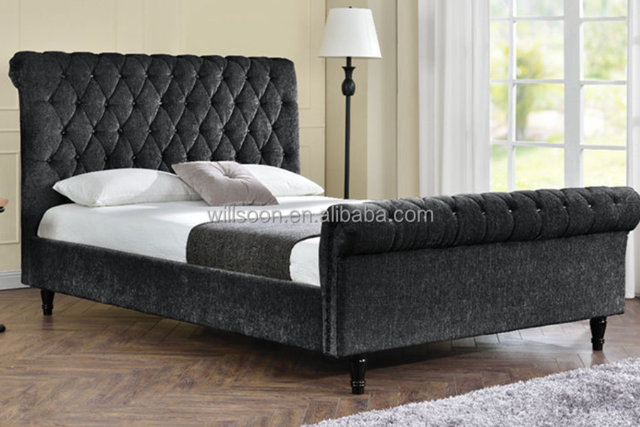 1153 Velvet Fabric S-forma Design kárpitozott ágy