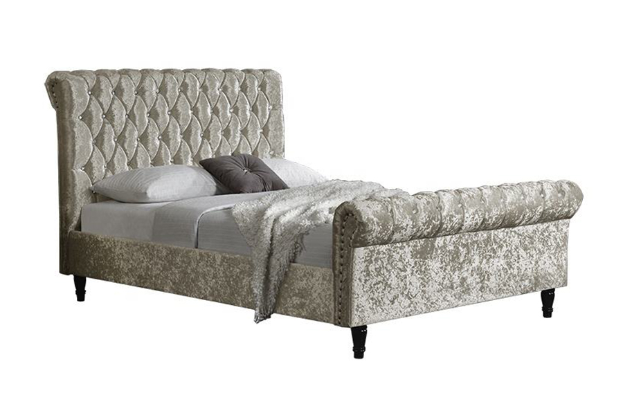 1153 Velvet Fabric S-forma Design kárpitozott ágy
