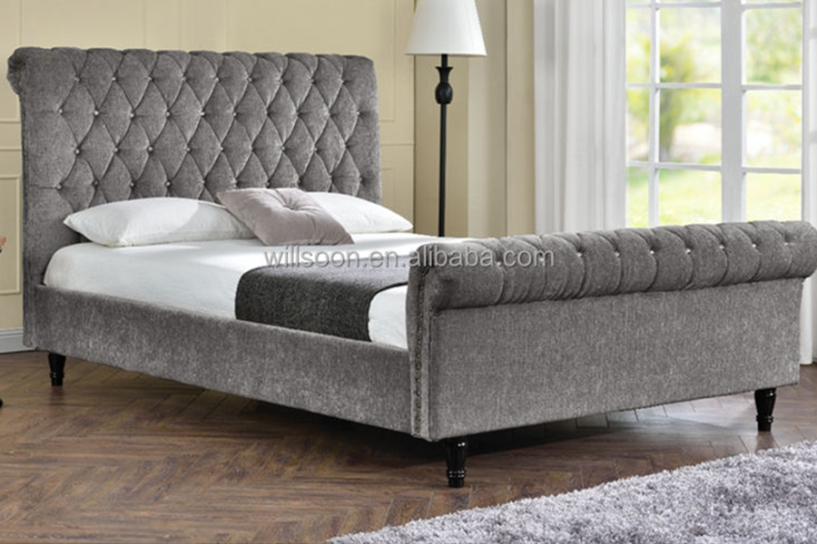 1153 Velvet Fabric S-forma Design kárpitozott ágy