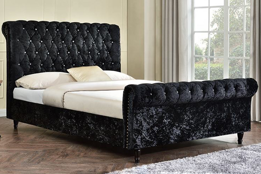 1153 Velvet Fabric S-forma Design kárpitozott ágy