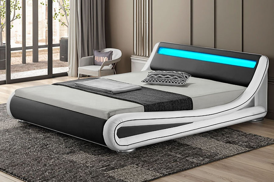1137-1 Smart LED King Tároló bőr kárpitozott ágykeret