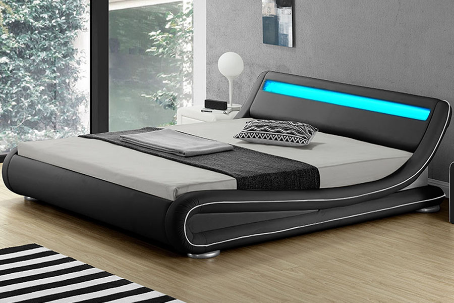 1137-1 Smart LED King Tároló bőr kárpitozott ágykeret