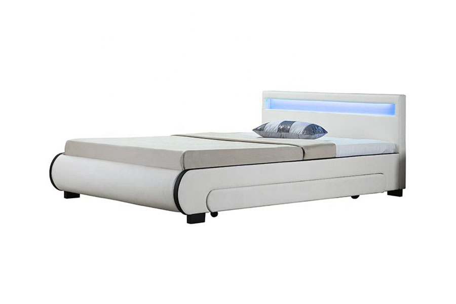 1135-1D LED tároló kárpitozott fiókos PU bőr ágy