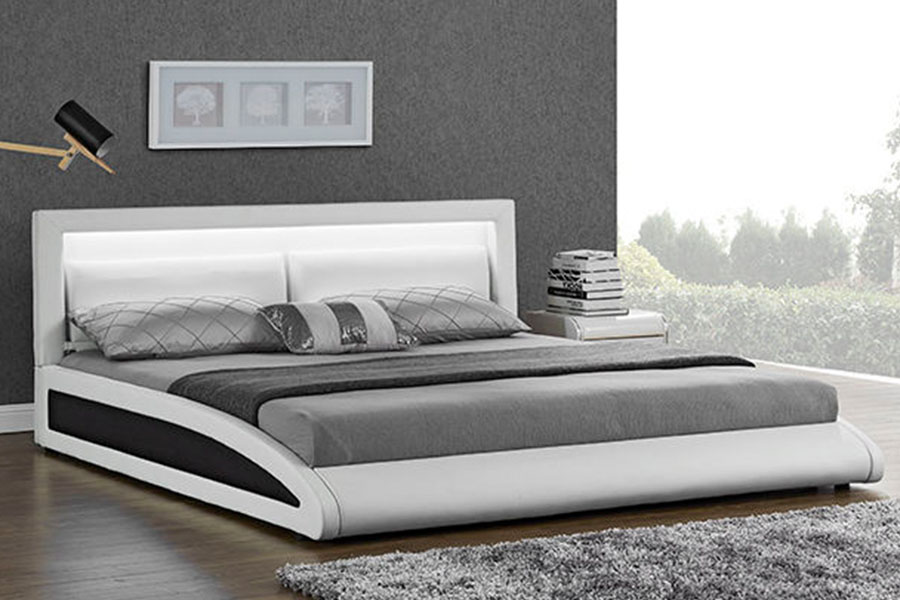 1118-1-2 ívelt európai műbőr Smart LED ágykeret