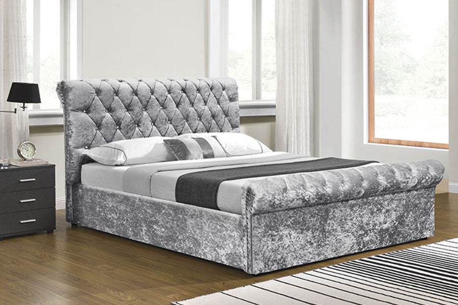 1153G Chesterfield Zúzott bársony kristályos oszmán tárolóágy