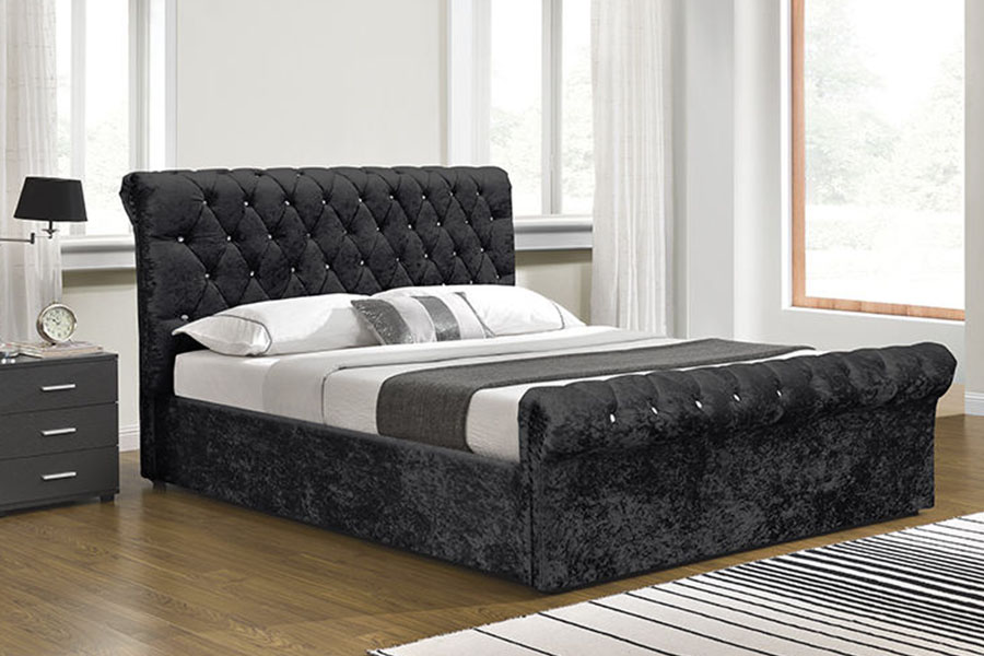 1153G Chesterfield Zúzott bársony kristályos oszmán tárolóágy