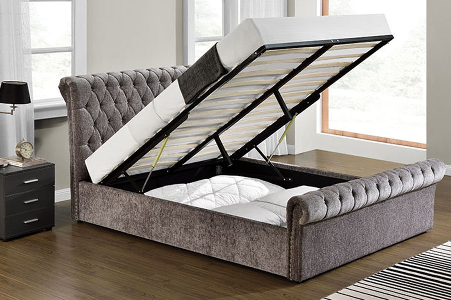 1153G Chesterfield Zúzott bársony kristályos oszmán tárolóágy