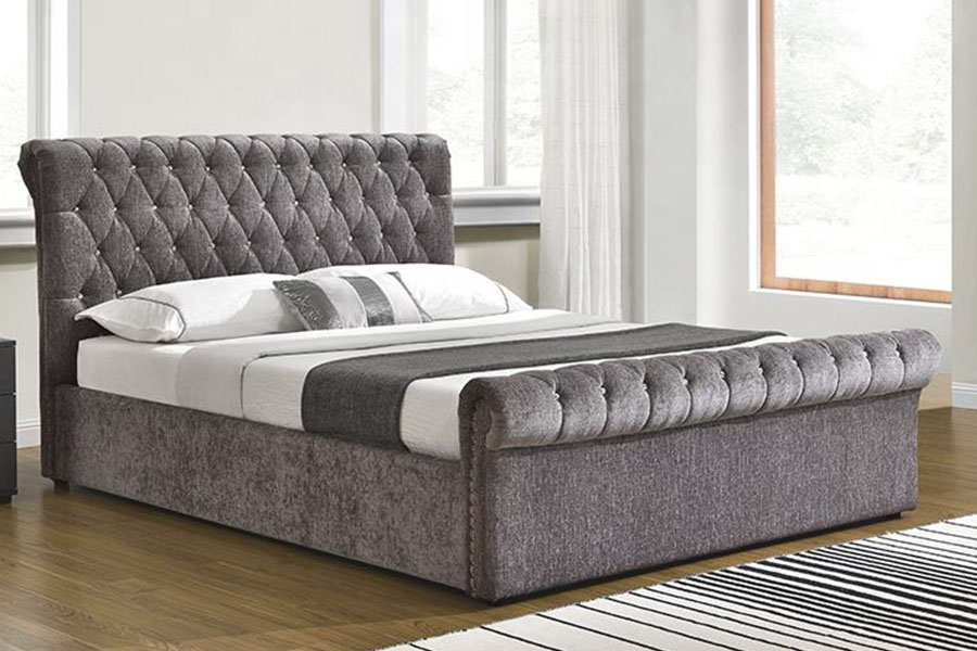 1153G Chesterfield Zúzott bársony kristályos oszmán tárolóágy