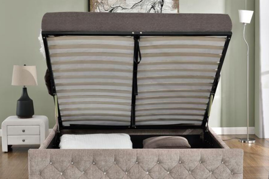 1151G Luxus Velvet Lift King Storage bolyhos ágykeret