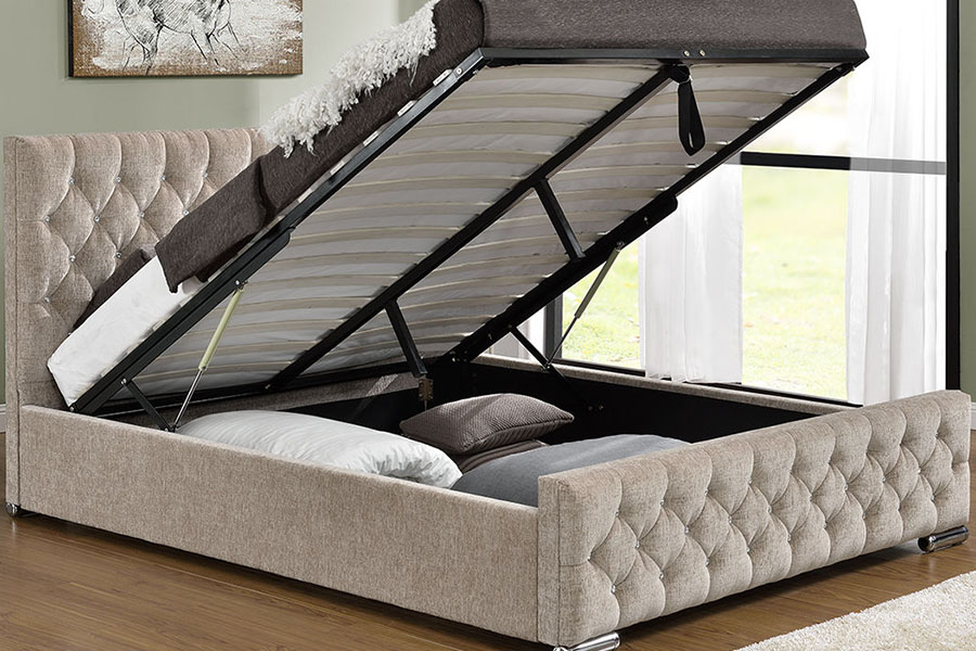 1151G Luxus Velvet Lift King Storage bolyhos ágykeret