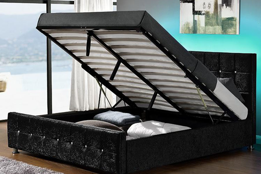 1149-1G Modern Chenille Velvet LED gázlift tárolóágy