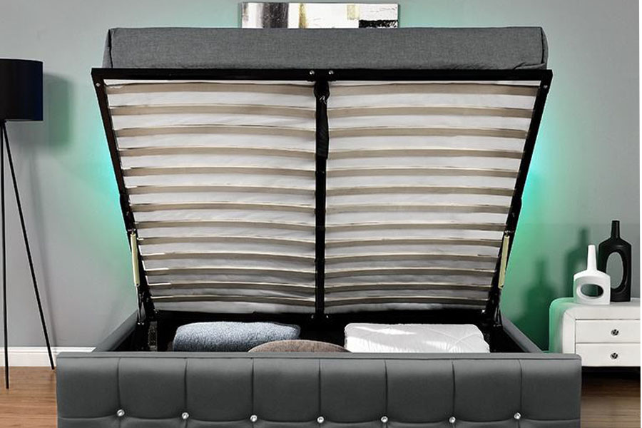 1149-1G Modern Chenille Velvet LED gázlift tárolóágy