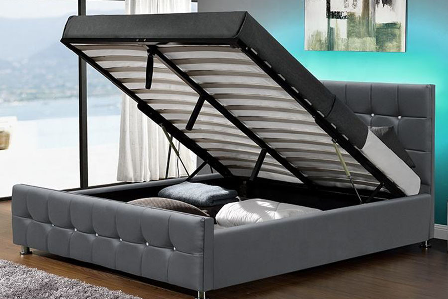 1149-1G Modern Chenille Velvet LED gázlift tárolóágy