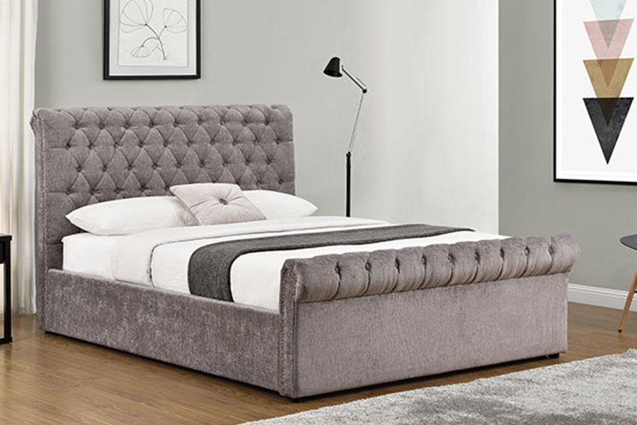 1208G Chesterfield zsenília-bársony szán oszmán tároló ágykeret