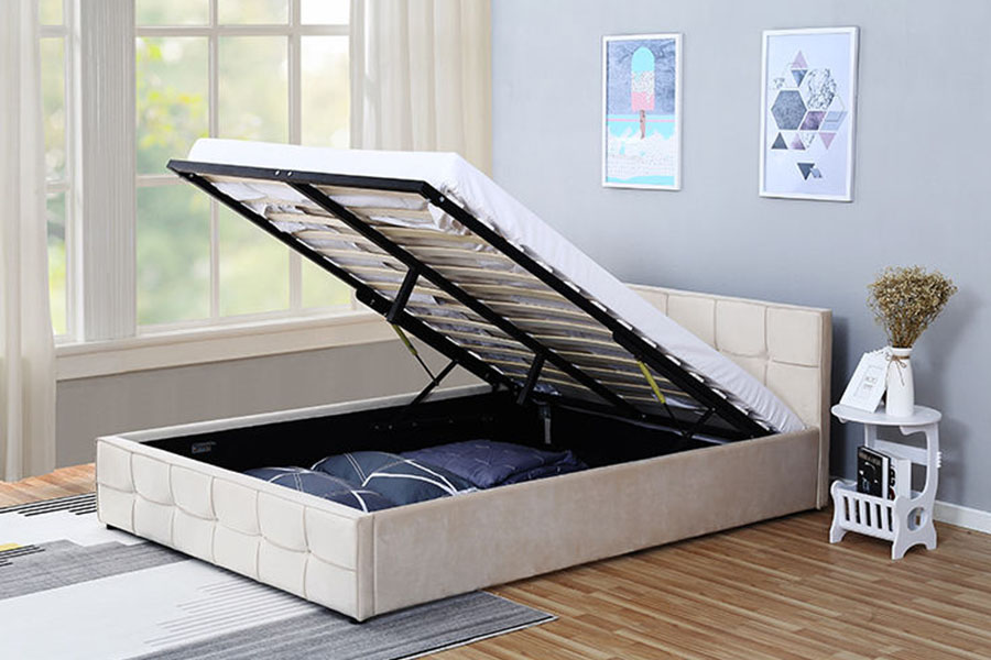 1295G panel-fejtámla szövet Queen kárpitozott oszmán tároló ágykeret